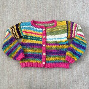 Handmade Chunky Knit Stripe Cardigan Sweater